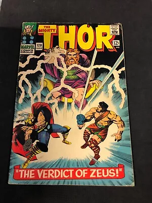 Buy Marvel Comics The Mighty Thor #129 Key Issue Zeus 1st Aries 1966 FN • 51.96£