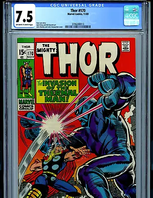 Buy Mighty Thor # 170 CGC 7.5  1969 Marvel Thermal Man  Amricons K52 • 134.56£