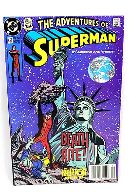 Buy Adventures Of Superman #465 UPC Newsstand 1st Cameo Hank Henhaw Cyborg DC F- • 9.29£