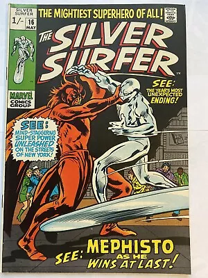 Buy SILVER SURFER #16 Mephisto Cover UK Price Marvel Comics 1970 VF • 99.95£