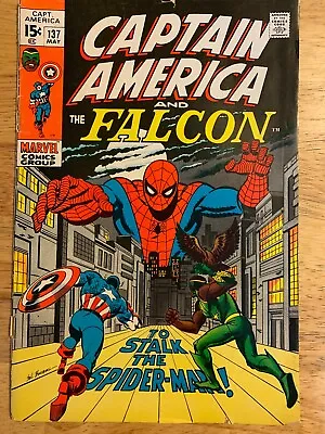 Buy Captain America #137 Bronze Age Buscema Spider-man Cover Falcon Marvel Comic • 27.80£