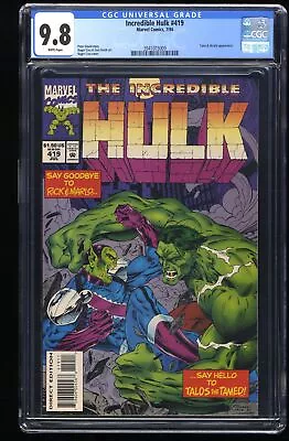 Buy Incredible Hulk #419 CGC NM/M 9.8 White Pages Talos And Skrulls Appearance! • 42.82£