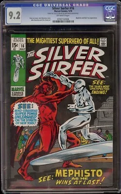 Buy Silver Surfer # 16 CGC 9.2 OW (Marvel, 1970) John Buscema Cover, Mephisto Appear • 382.03£