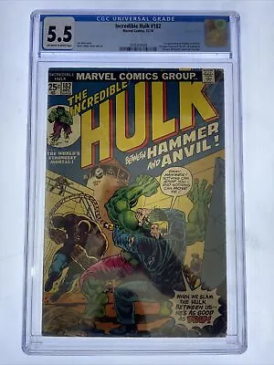 Buy Incredible Hulk #182 CGC 5.5 OW/W Pages Marvel Comics 1974 3rd App Wolverine • 274.95£