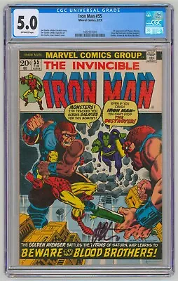 Buy IRON MAN #55 CGC 5.0 1st Thanos, Signed By Jim Starlin, Marvel Comics 1973 • 474.36£
