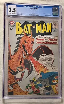 Buy Batman #155 Cgc 2.5 Ow/wh Pages // 1st Silver Age Appearance Of The Penguin 1963 • 355.42£