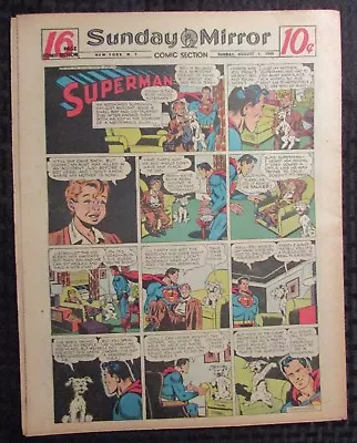 Buy 1948 Aug 1 Sunday Mirror Comic Section VG/FN 5.0 Superman / Joe Palooka 16pgs • 15.18£