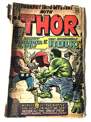 Buy Journey Into Mystery Jan #112 Thor Vs Hulk Of Loki Marvel 1965 Detached Cover • 35.10£