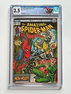 Buy Amazing Spider-man #124 Cgc 3.5 Ow/white Pages 1st Man-wolf Marvel 1973! • 59.30£