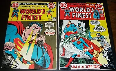 Buy Lot/2 WORLD'S FINEST FN- 5.5: 213, 215, Superman Jr, Batman Jr, Atom Bag&Bd 1972 • 8.84£