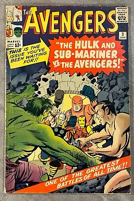 Buy The Avengers #3 Jan 1964-hulk! Sub-mariner! Early Silver Age Marvel! Very Good • 225.23£