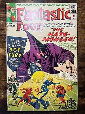 Buy Fantastic Four #21, Marvel 1963, VG- Condition, 1st Hate-Monger (Hitler Clone) • 138.36£