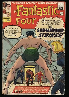 Buy Fantastic Four #14 GD+ 2.5 Sub-Mariner Appearance! Ben Grimm! Marvel 1963 • 106.09£