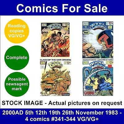 Buy 2000AD 5th 12th 19th 26th November 1983 - 4 Comics #341-344 VG/VG+ • 5.99£