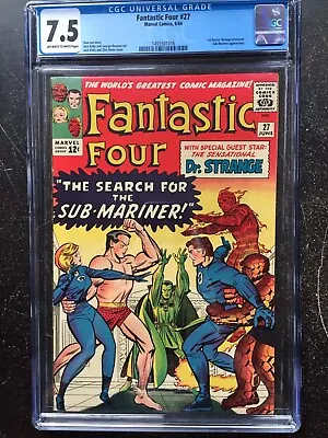 Buy FANTASTIC FOUR #27 CGC VF- 7.5; OW-W; 1st Doctor Strange Crossover! • 466.29£