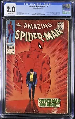 Buy Amazing Spider-Man #50 1967 CGC 2.0 Key 🔑 Issue! 1st Kingpin! Presents Well • 375.54£