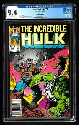 Buy Incredible Hulk #332 CGC 9.4 NM Newsstand Marvel 1987 Todd McFarlane Gray Hulk • 39.51£