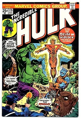 Buy INCREDIBLE HULK #178 F/VF, Re-Birth Of Warlock, Marvel Comics 1974 • 31.62£