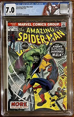 Buy Amazing Spider-Man #120 CGC 7.0 Vs Hulk Appearance ! Custom Label!!! • 133.78£