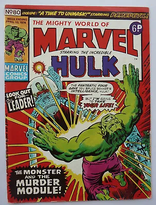 Buy Mighty World Of Marvel #80 - Hulk - Marvel UK Comic - 13 April 1974 VG/FN 5.0 • 5.25£
