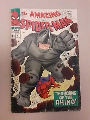 Buy Amazing Spiderman No 41 1st Appearance Of The Rhino. Romita. G/VG 1966 Marvel • 175.99£
