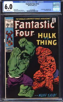 Buy Fantastic Four #112 Cgc 6.0 White Pages // Classic Hulk Vs. Thing Battle Issue • 184.85£
