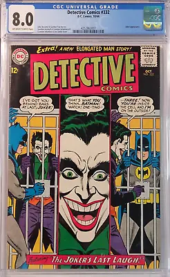 Buy 1964 Detective Comics 332 CGC 8.0 Classic Joker Batman Cover. • 271.98£