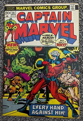 Buy Captain Marvel 25. 1973. Thanos Saga Begins. Featuring Hulk & Sub-Mariner • 8.98£