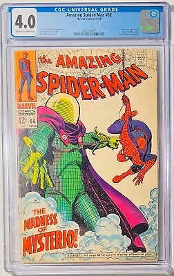 Buy 1968 Amazing Spider-Man 66 CGC 4.0 Mysterio Appearance. Green Goblin Cameo • 154.63£
