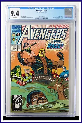 Buy Avengers #328 CGC Graded 9.4 Marvel January 1991 White Pages Comic Book. • 72.05£