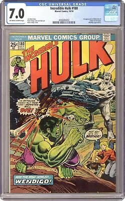 Buy Incredible Hulk #180 CGC 7.0 1974 4066684002 1st App. Wolverine (cameo) • 715.50£