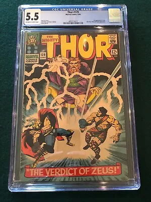 Buy Thor #129 CGC 5.5 OW/WH Pages 1966 Stan Lee 1st App Ares Marvel KEY🔥 • 197.94£