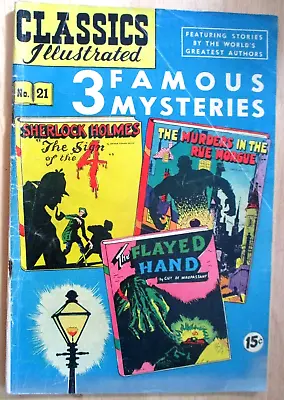 Buy 1953 CLASSICS ILLUSTRATED COMICS 3 Famous Mysteries #21 VG+ RARE! • 39.53£