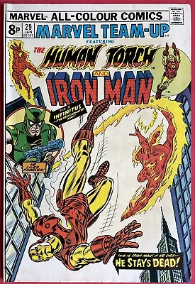 Buy Marvel Team-Up #29 (1975) Human Torch & Iron Man Marvel Value Stamp Intact • 9.95£