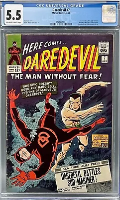 Buy Daredevil 7 CGC 5.5 1st App Iconic Red Costume! KEY Issue! Wally Wood Cover! • 399.75£