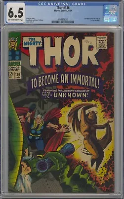 Buy Thor #136 CGC FN+ 6.5 OWW 1st Adult Lady Sif! Stan Lee, Jack Kirby, Marvel 1967 • 140.55£