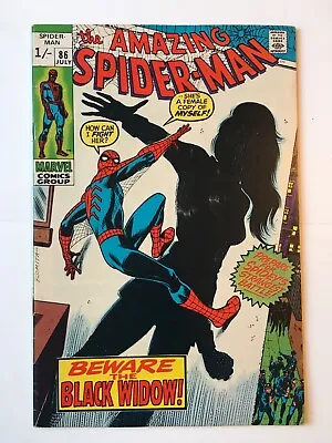 Buy Amazing Spider-Man #86 FN+ (6.5) MARVEL ( Vol 1 1970) New Black Widow Costume • 115£