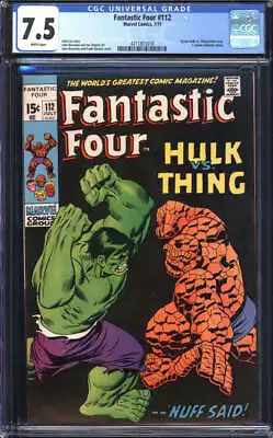 Buy Fantastic Four #112 Cgc 7.5 White Pages // Classic Hulk Vs. Thing Battle Issue • 247.85£