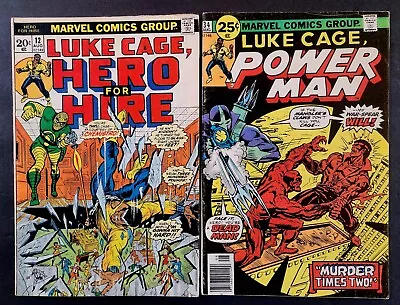 Buy Lot Of 2 Luke Cage Hero For Hire #12 Powerman #34 Bronze Age Marvel Comics Fn Vf • 6.33£
