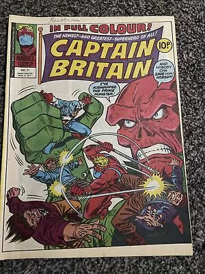 Buy CAPTAIN BRITAIN # 21 - Mar 1977 - Captain America, Red Skull Nazi • 6£
