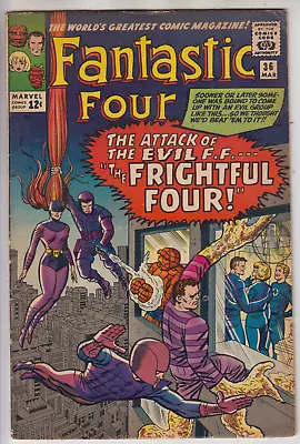 Buy Fantastic Four # 36  Vg+ 4.5  Key 1st Medusa & Frightful Four  Cents  1965 • 159.95£