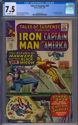 Buy Tales Of Suspense #64 Cgc 7.5 Iron Man Capt America Black Widow Jack Kirby • 173.93£