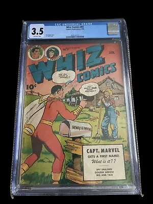 Buy Whiz Comics #61 CGC 3.5 1945 OW/PGS Fawcett Comics WWII Capt. Marvel Comics • 519.69£