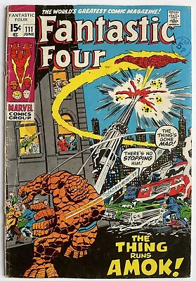 Buy Fantastic Four #111 (1971) Hulk + Agatha Harkness Appearances • 9.95£