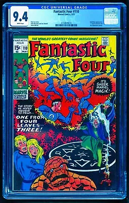 Buy FANTASTIC FOUR 110 CGC 9.4 WHITE PAGES NICE AS 9.6 💎 1st AGATHA COVER 5/71 • 279.03£