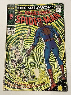 Buy 1968 The Amazing Spider-Man Annual #5 1st Richard Mary Peter Parker Parents GVG • 11.98£
