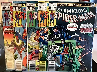 Buy 5 Comic Lot Amazing Spider-man #171 172 173 174 175 Marvel 1977 Punisher Molten • 71.15£