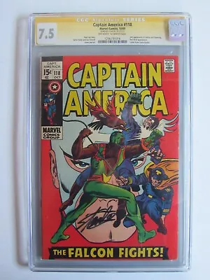 Buy Captain America 118 CGC 7.5 SS Signed By Stan Lee 1969 • 433.60£