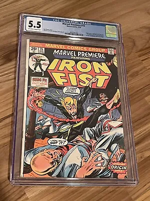 Buy MARVEL PREMIERE #15 Marvel Comics 1974 Origin & 1st App Of Iron Fist CGC 5.5 • 198.61£