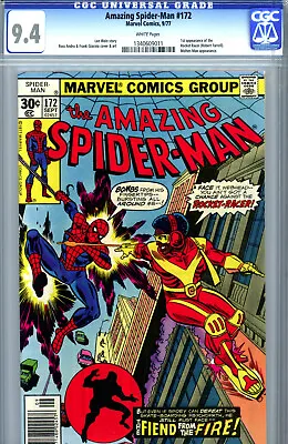 Buy Amazing Spider-Man #172 (1977) Marvel CGC 9.4 White 1st App. Of Rocket Racer! • 87.95£